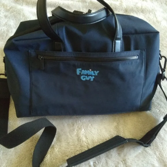 Away Original Everywhere Bag Navy Blue Nylon Black Leather Trim - Picture 2 of 14
